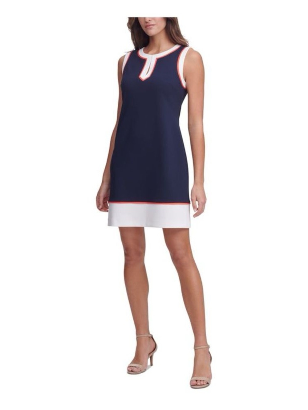 Tommy Hilfiger Navy Shift Dress with Red and White Trim